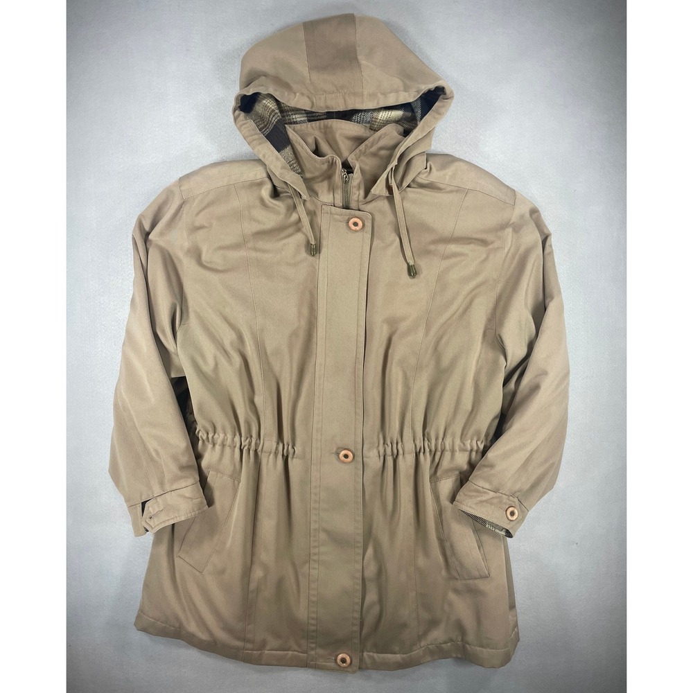 CS Signature Vintage Parka Jacket Womens Made in Russia Plaid Lined Khaki Large